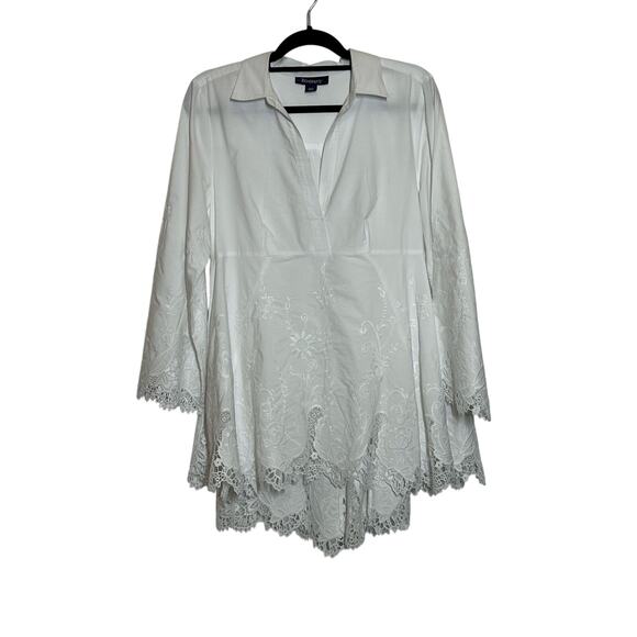 Roaman's Women's Plus Size Poplin Embroidered Swing Tunic Sz 18W - Picture 3 of 12